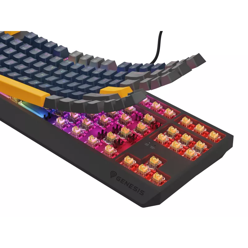 Klawiatura gamingowa GENESIS THOR 230 TKL USB + RF Wireless + Bluetooth QWERTY Czarny, Niebieski, Szary, Pomarańczowy