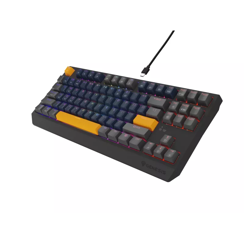 Klawiatura gamingowa GENESIS THOR 230 TKL USB + RF Wireless + Bluetooth QWERTY Czarny, Niebieski, Szary, Pomarańczowy