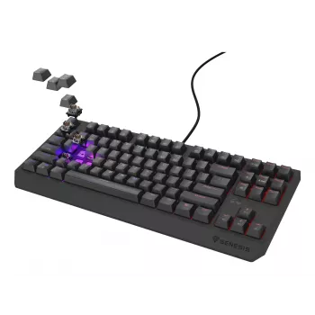 Mechaniczna klawiatura gamingowa Genesis Thor 230 TKL — Tenkeyless, US QWERTY, przełączniki Outemu Brown, RGB, 1000 Hz, USB