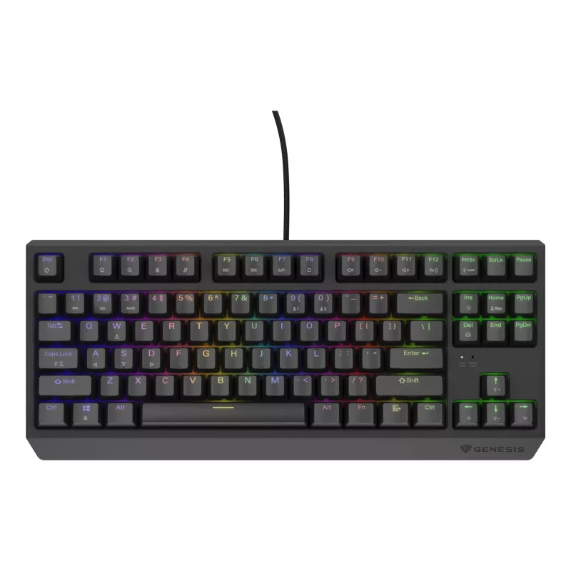 Mechaniczna klawiatura gamingowa Genesis Thor 230 TKL — Tenkeyless, US QWERTY, przełączniki Outemu Brown, RGB, 1000 Hz, USB