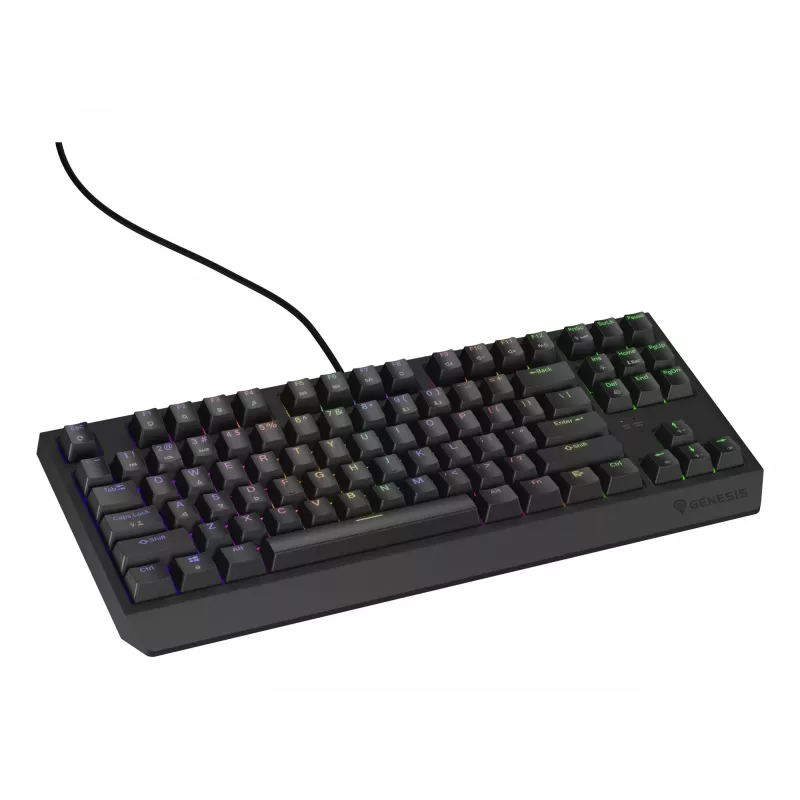 Mechaniczna klawiatura gamingowa Genesis Thor 230 TKL — Tenkeyless, US QWERTY, przełączniki Outemu Brown, RGB, 1000 Hz, USB