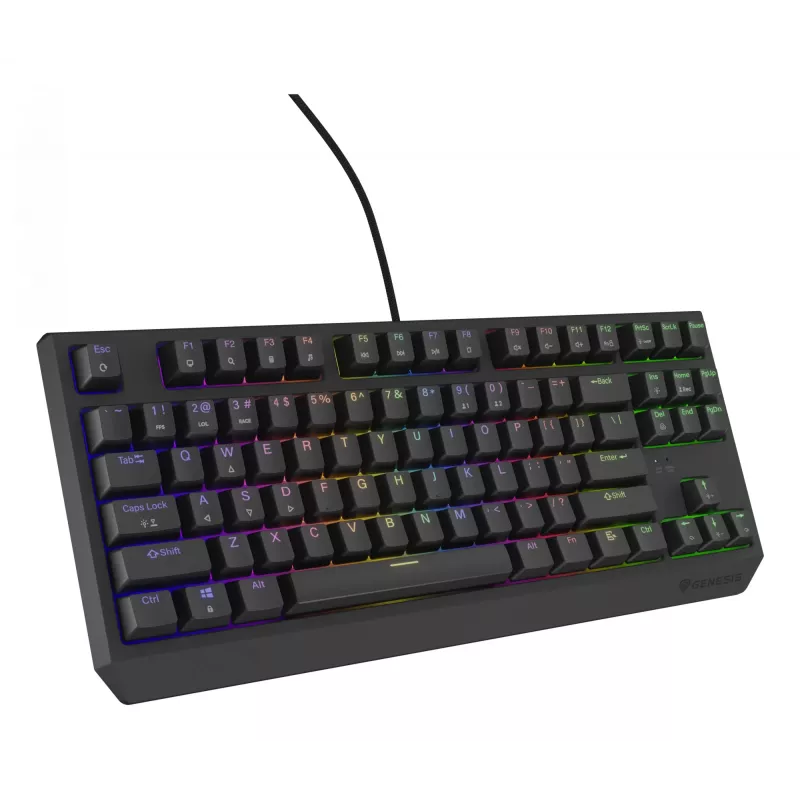 Mechaniczna klawiatura gamingowa Genesis Thor 230 TKL — Tenkeyless, US QWERTY, przełączniki Outemu Brown, RGB, 1000 Hz, USB