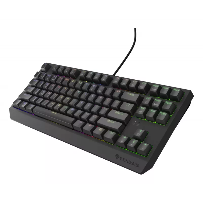 Mechaniczna klawiatura gamingowa Genesis Thor 230 TKL — Tenkeyless, US QWERTY, przełączniki Outemu Brown, RGB, 1000 Hz, USB