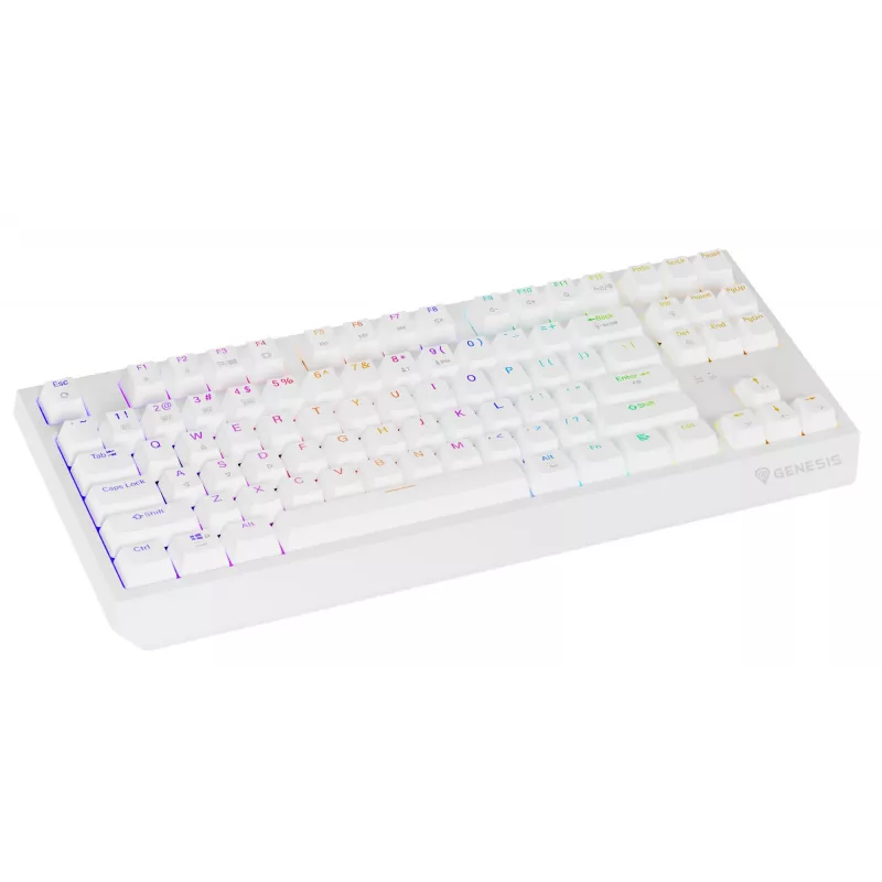 Bezprzewodowa klawiatura gamingowa GENESIS Thor 230 TKL — USB, RF Wireless, Bluetooth, QWERTY, Biała