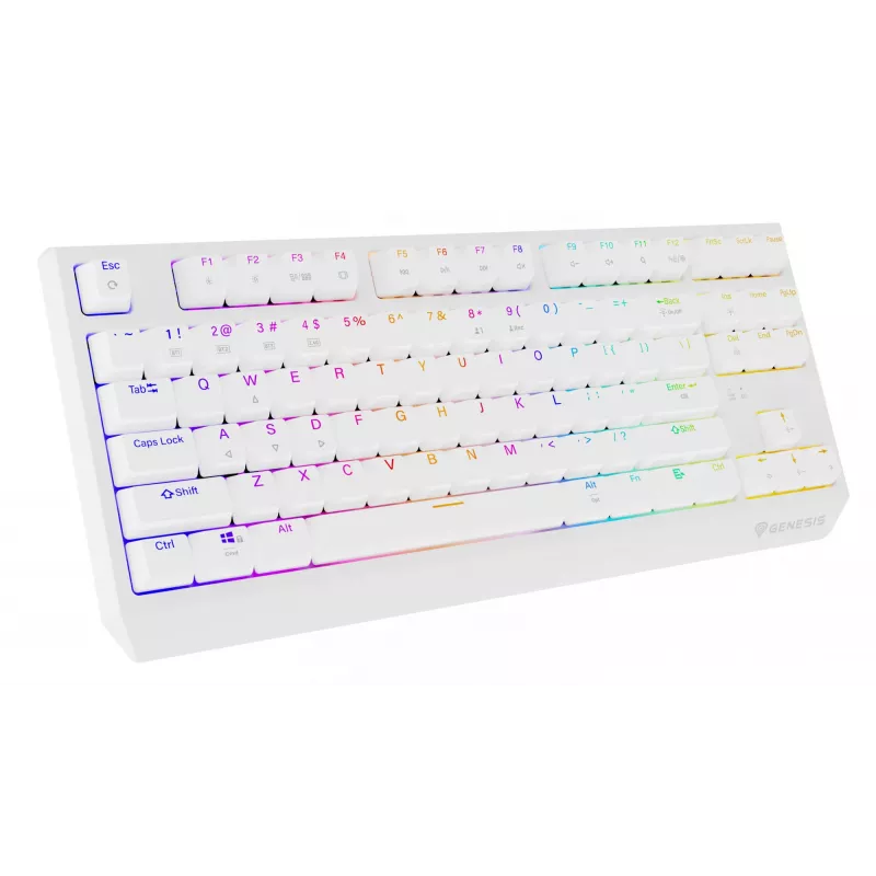 Bezprzewodowa klawiatura gamingowa GENESIS Thor 230 TKL — USB, RF Wireless, Bluetooth, QWERTY, Biała