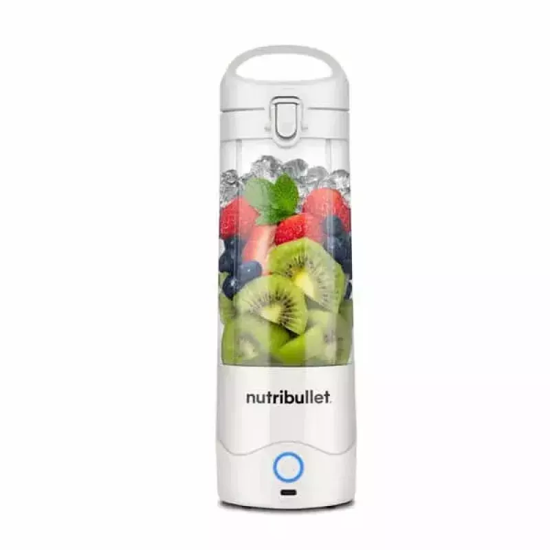 Blender sportowy NUTRIBULLET Portable 0,475 l biały z pojemnikiem Tritan i ostrzami ze stali nierdzewnej, zasilany bateriami