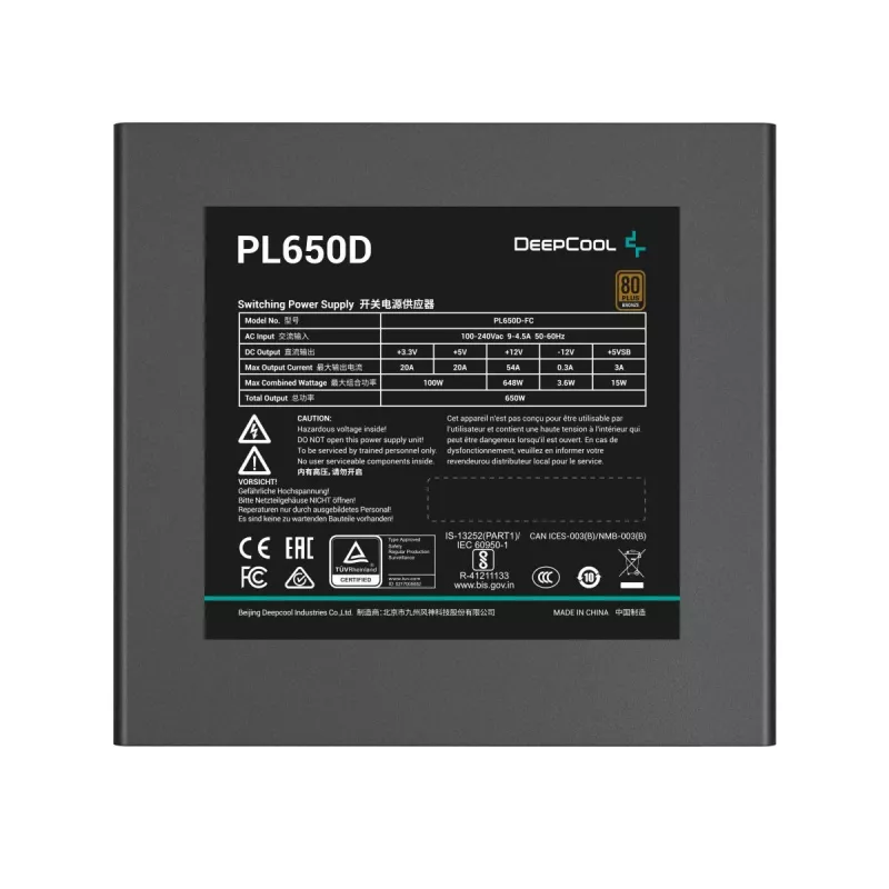 DEEPCOOL Pl650d Zasilacz 650 W 20+4 Pin ATX - Czarny
