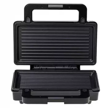Opiekacz do kanapek Adler AD 3073 — 2 kanapki, 1400 W, srebrny/czarny, zdejmowane płyty, przechowywanie pionowe