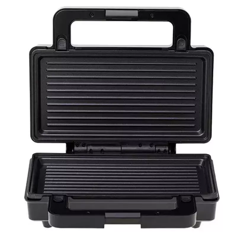 Opiekacz do kanapek Adler AD 3073 — 2 kanapki, 1400 W, srebrny/czarny, zdejmowane płyty, przechowywanie pionowe
