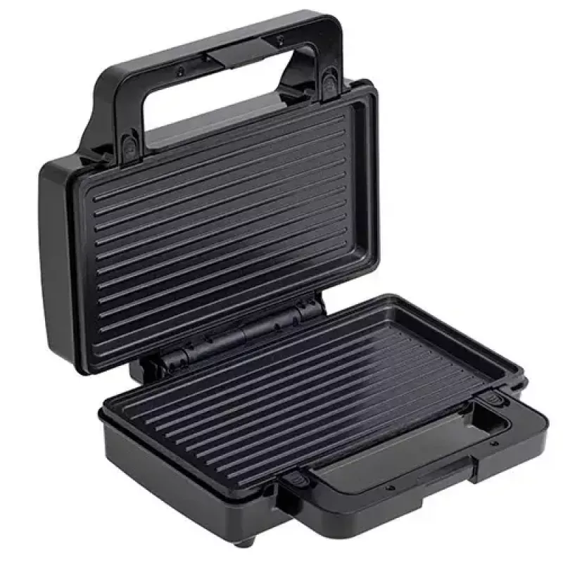 Opiekacz do kanapek Adler AD 3073 — 2 kanapki, 1400 W, srebrny/czarny, zdejmowane płyty, przechowywanie pionowe