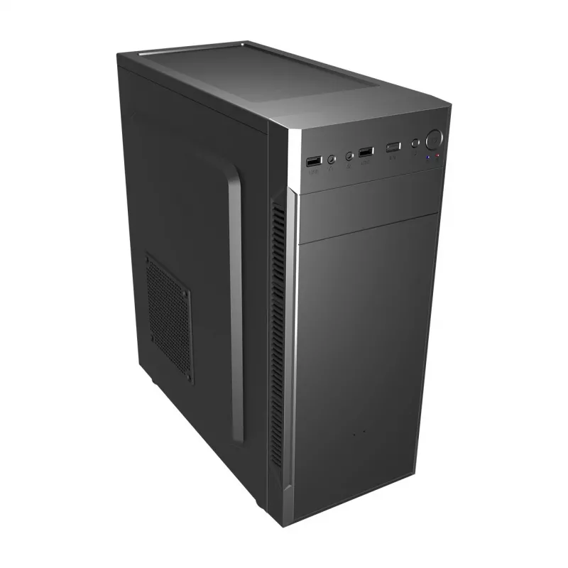 PC Case FSP CMT160 Midi Tower Czarny — supports ATX/µATX/ITX, 1×3.5 inch + 2×2.5 inch bays, 1×5.25 inch, USB 3.2 Gen1 Type-A, 173×370×410 mm