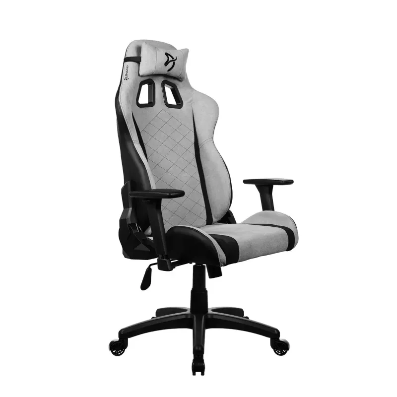Fotel gamingowy arozzi Avanti SoftFabric Light szary — wysoki, ergonomiczny, obicie z tkaniny, regulowane podłokietniki, regulacja pochylenia i wysokości