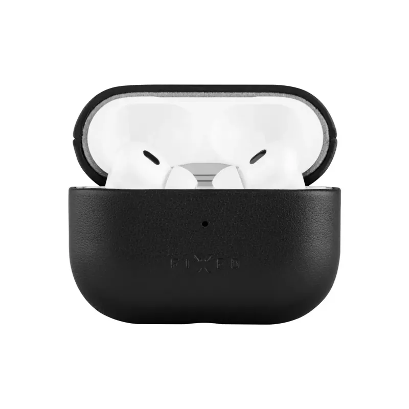 Ochronne skórzane etui FIXED FIXLPM-999-BK na słuchawki z obsługą MagSafe, czarne
