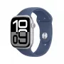 Smartwatch Apple Watch Series 10 GPS 46mm srebrna aluminiowa koperta z dżinsowym paskiem sportowym - M/L