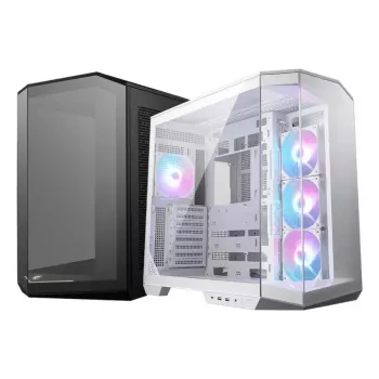 Obudowa PC MSI MAG PANO 100R PZ Midi Tower Biała — ATX, 380 mm GPU, 166 mm cooler CPU, 8 slotów rozszerzeń, 3×2,5 cala + 2×3,5 cala, USB-A×2, USB-C×1