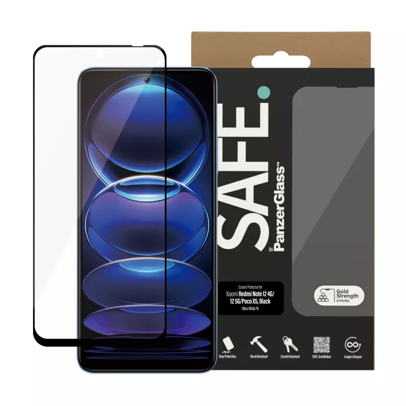 PanzerGlass SAFE. by ® Szkło ochronne Xiaomi Redmi Note 12 5G | 12 4G | Poco X5 | Ultra-Wide Fit