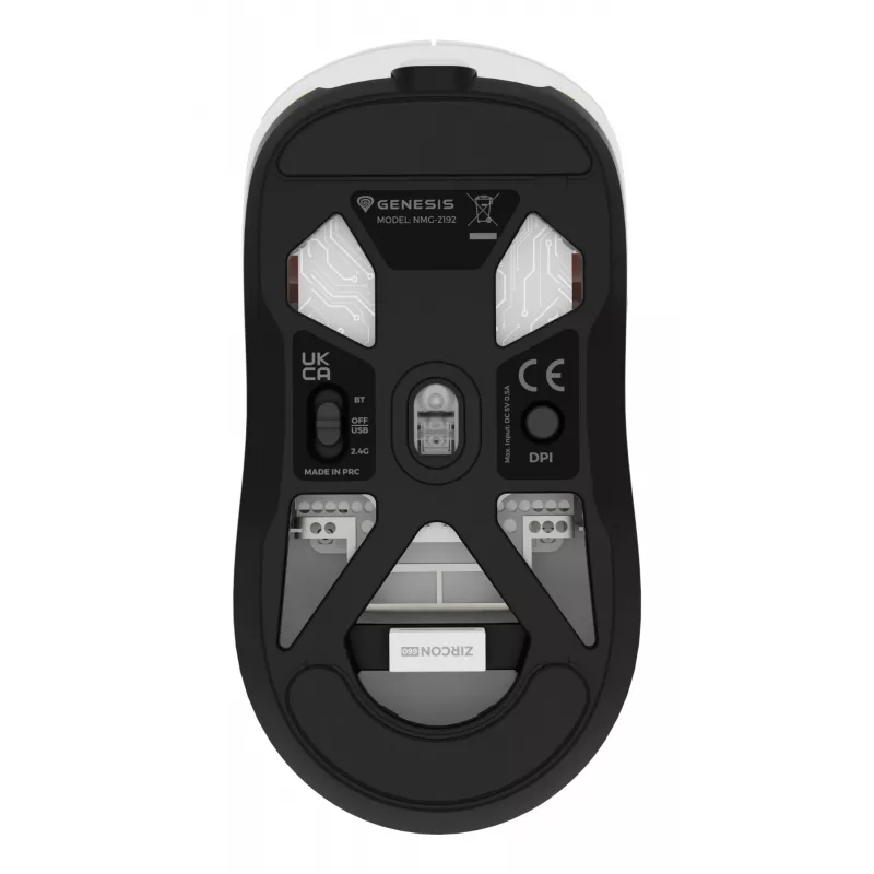 Mysz gamingowa GENESIS Zircon 660, praworęczna, RF Wireless + Bluetooth + USB Type-A, optyczna, 12000 DPI