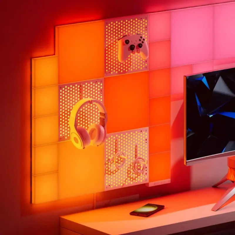 LED-owy modułowy panel dodatkowy Pegboard Nanoleaf N8100E00-1BP — pojedynczy panel zamienny/rozszerzający do systemu Nanoleaf Pegboard