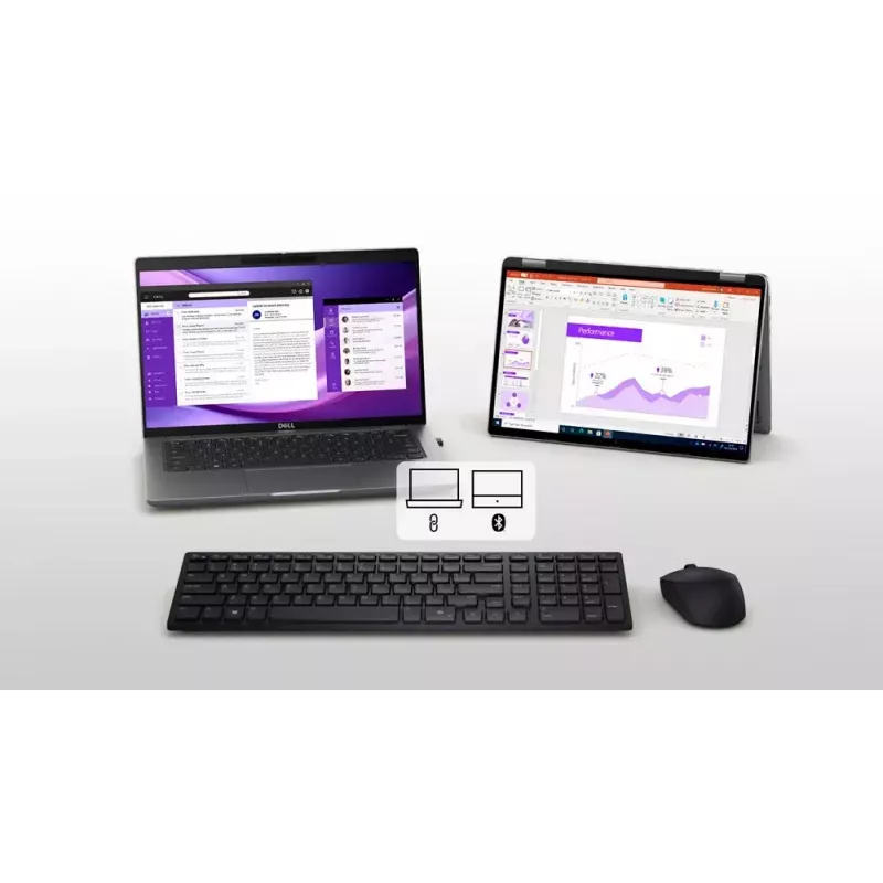 DELL KM555 Cicha klawiatura i mysz w zestawie Uniwersalna RF Wireless + Bluetooth QWERTY US International Czarny