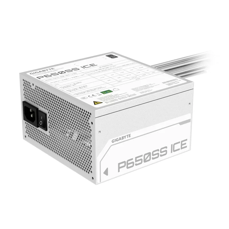 Zasilacz GIGABYTE P650SS ICE - PCIe 5.0, 80 PLUS Silver, wentylator 120 mm, zgodny z ATX 3.0, wtyczka EU