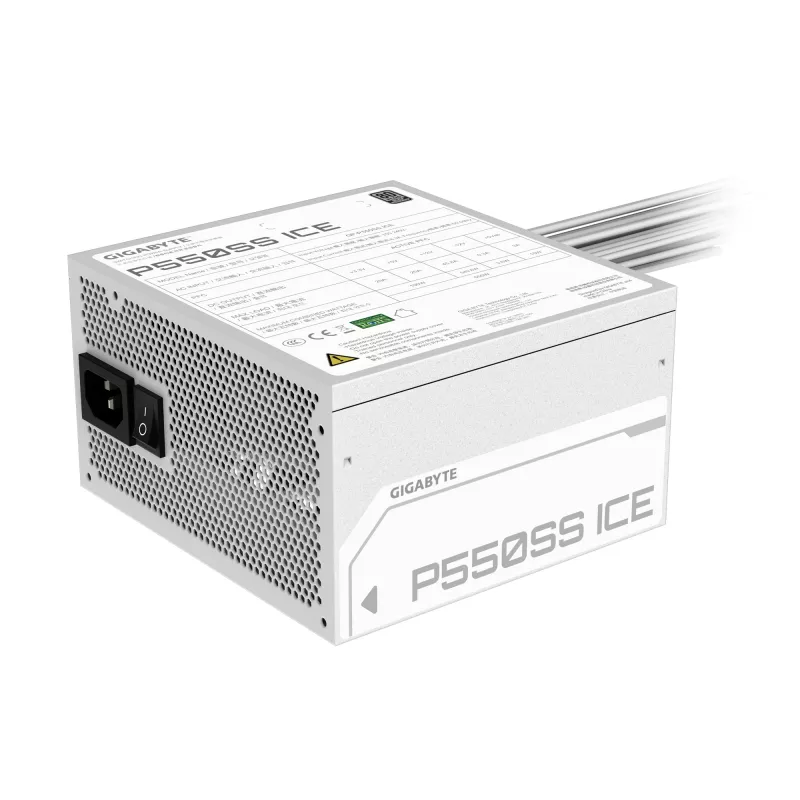 Zasilacz GIGABYTE P550SS ICE - PCIe 5.0, 80 PLUS Silver, wentylator 120 mm, zgodny z ATX 3.0, wtyczka EU