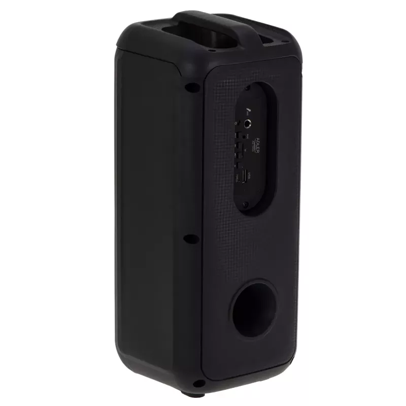 Głośnik przenośny Adler AD 1903, 2×5 W, Bluetooth, radio FM, LED, bateria 1500 mAh, AUX, USB, czarny