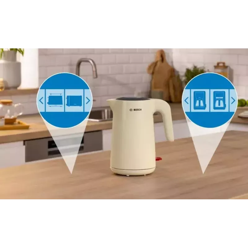 Czajnik elektryczny Bosch TWK2M167 1,7 l 2400 W, bezprzewodowy z podstawą 360°, automatyczne wyłączanie, zabezpieczenie przed zagotowaniem bez wody