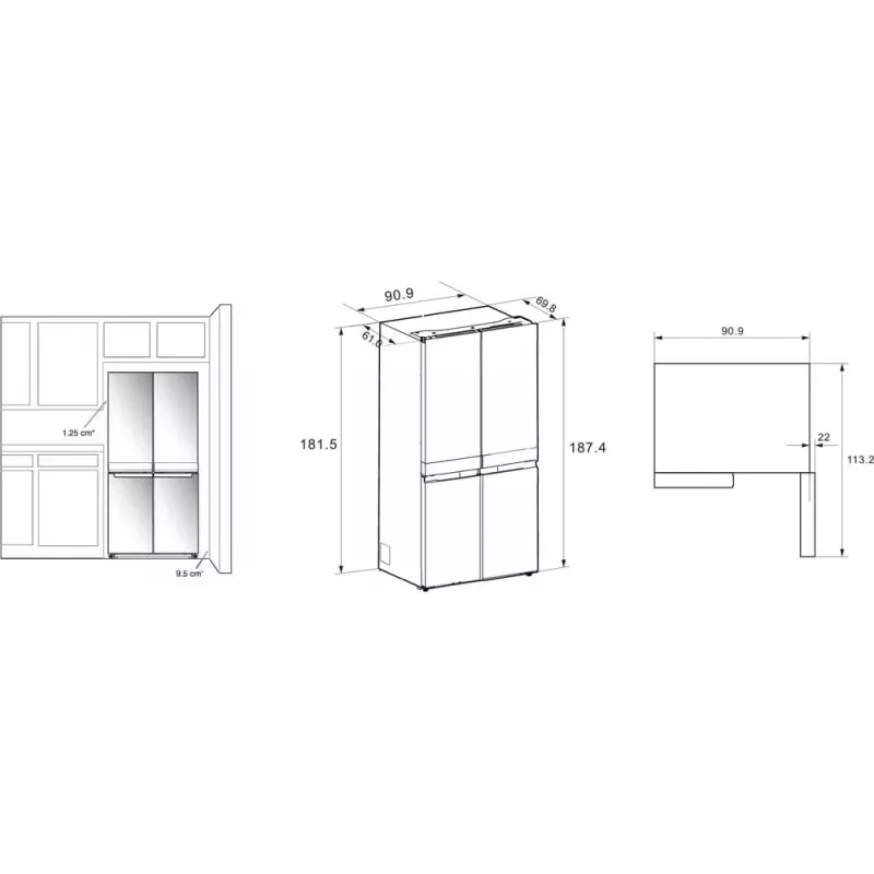 Whirlpool WQ9I FO2BX EF lodówka side-by-side Wolnostojąca 592 L Czarna