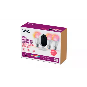 Zestaw startowy monitoringu domowego WiZ, zestaw inteligentnego oświetlenia, Wi-Fi/Bluetooth, biały, Wi-Fi 4 (802.11n), 802.11b, 802.11g, WPA2, WPA3, LED