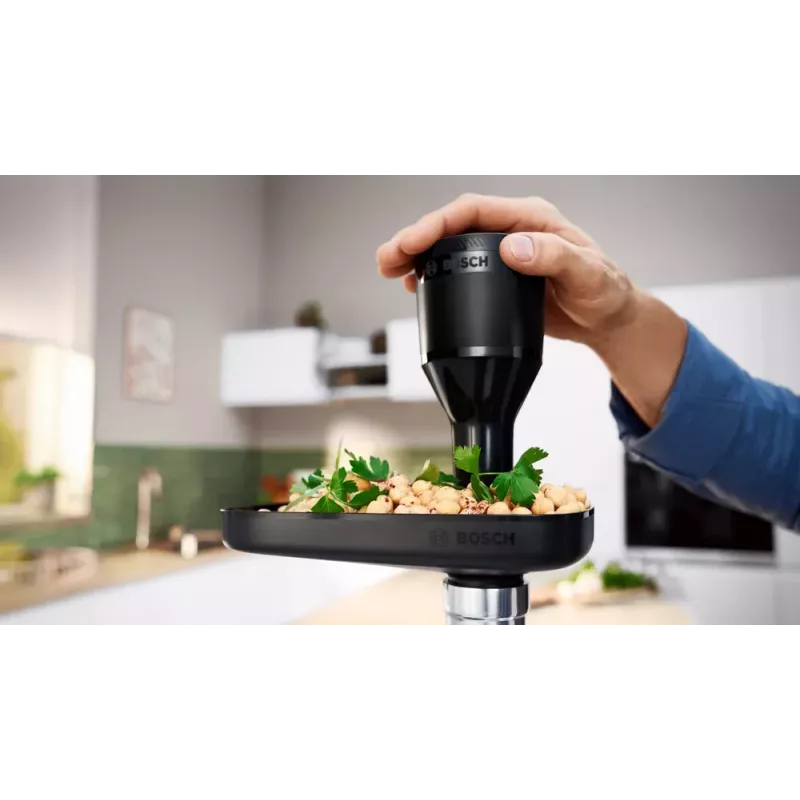 Maszynka do mięsa Bosch MFWS430B — 1900 W, 2 prędkości, 2,5 kg/min, czarny/srebrny, 4,3 kg