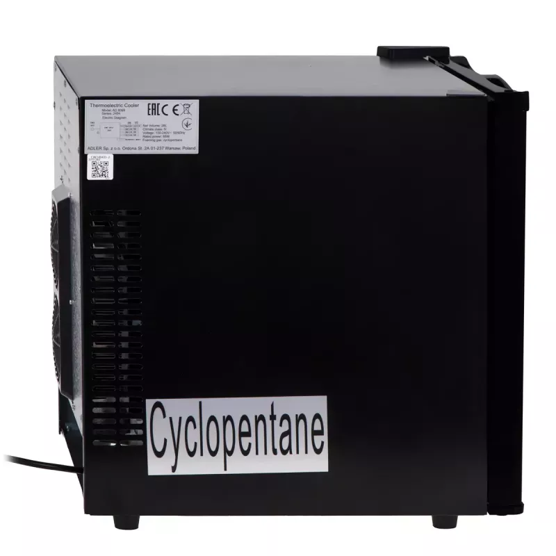 Chłodziarka termoelektryczna Adler AD 8089 28 L — przenośna czarna, 65 W, 35 dB, oświetlenie LED
