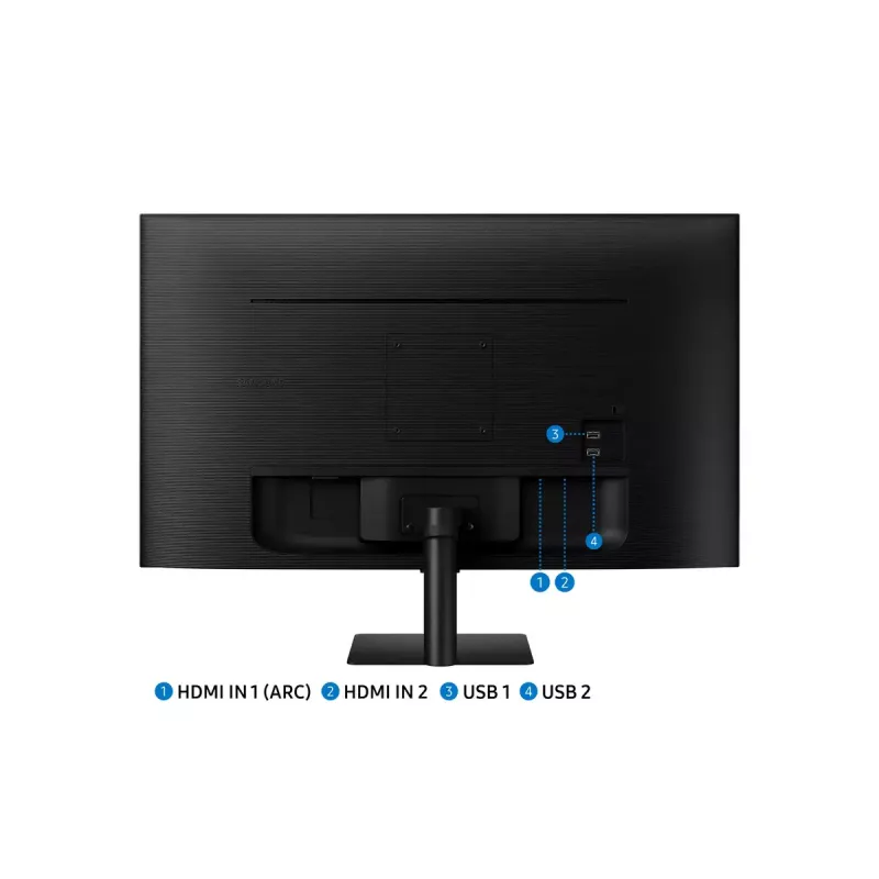 Monitor Samsung M50D 27 cali — 27 cali Full HD (1920×1080), VA LED, 4 ms, kąt widzenia 178°, wbudowane głośniki, hub USB, VESA, czarny