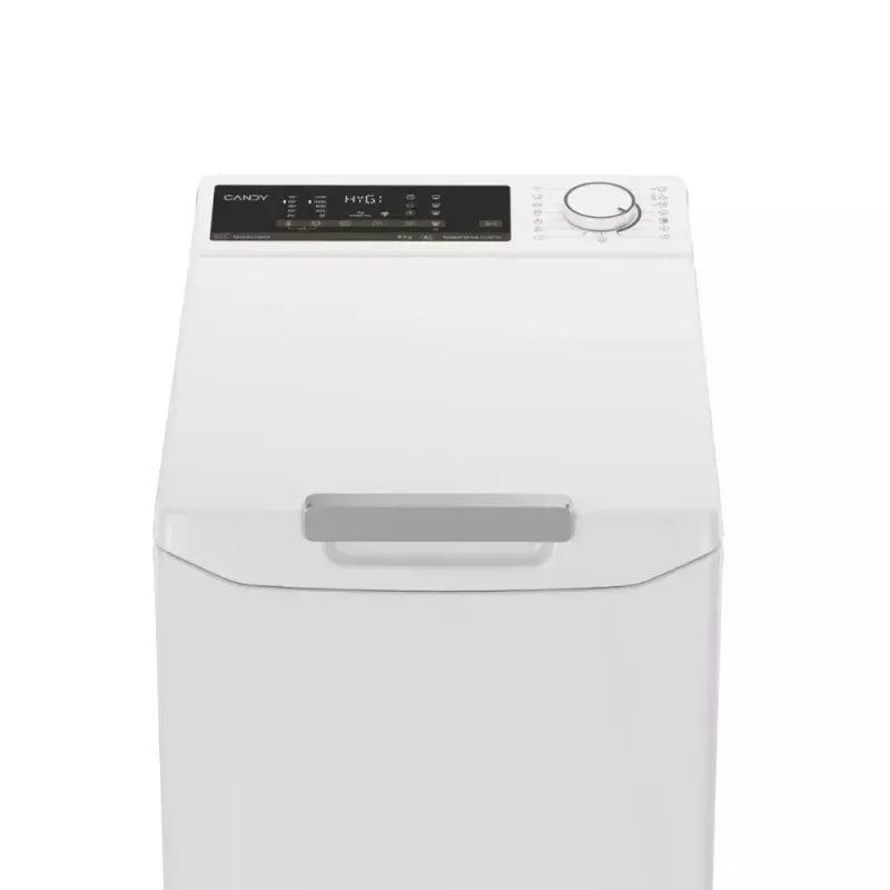 Pralka ładowana od góry CANDY TCA284TM5-S — 8 kg, 1200 obr/min, klasa energetyczna A, 410×600×860 mm, biała