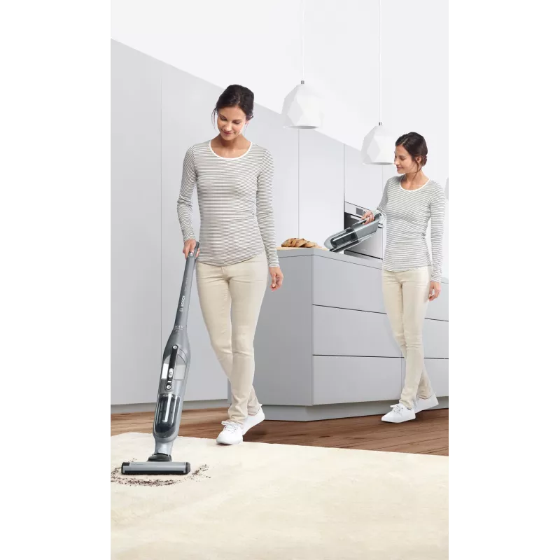 Odkurzacz pionowy Bosch BCH3P210 2-w-1, czyszczenie na sucho, pojemnik na kurz 0,4 l, zasilanie sieciowe i akumulatorowe, szary/czarny, 3 kg