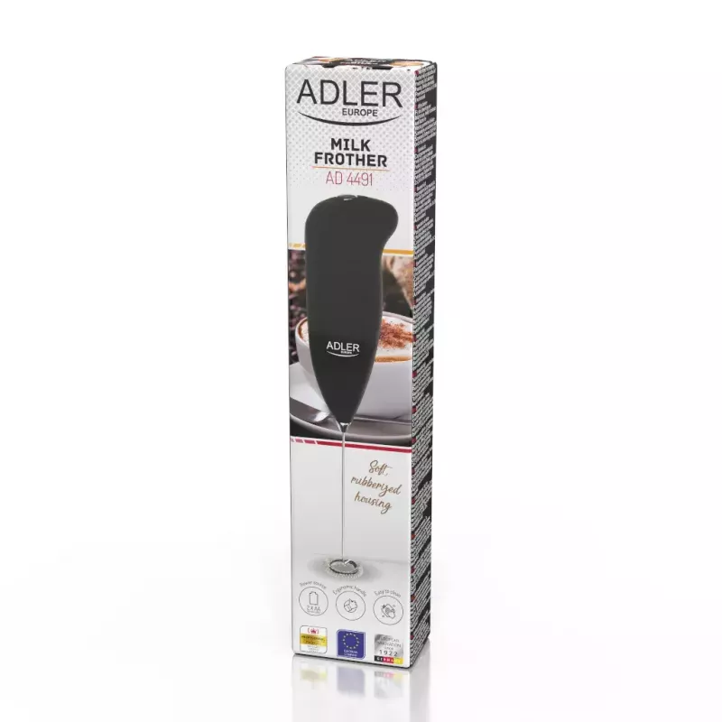 Ręczny elektryczny spieniacz do mleka Adler AD 4491 czarny, trzepaczka ze stali nierdzewnej