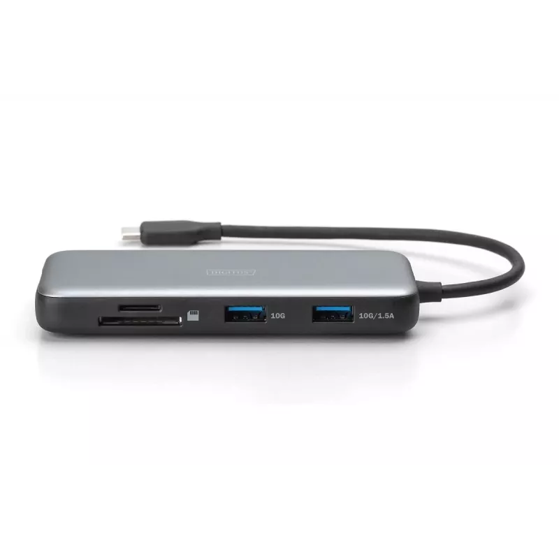 Stacja dokująca DIGITUS USB-C, 7-portowa - HDMI / 2x USB-A 3.2 Gen 2 / GbE / SD / MicroSD - 100W USB Power Delivery