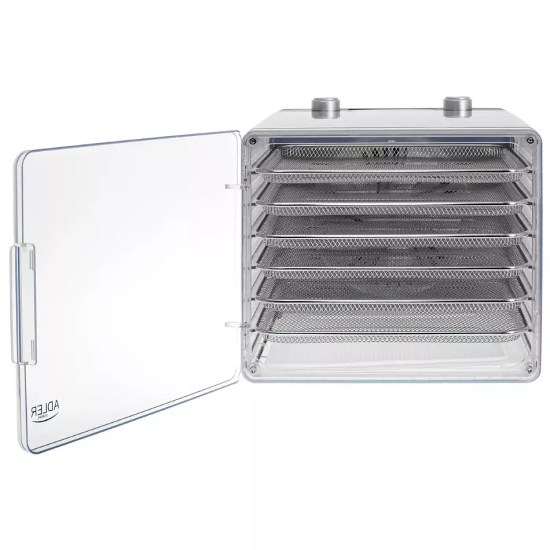 Suszarka do żywności Adler AD 6660, 600 W, 6 tac, regulowany termostat, stal, składana konstrukcja