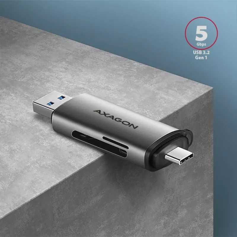 Czytnik kart Axagon CRE-SAC SuperSpeed USB-C+USB-A 5 Gb/s