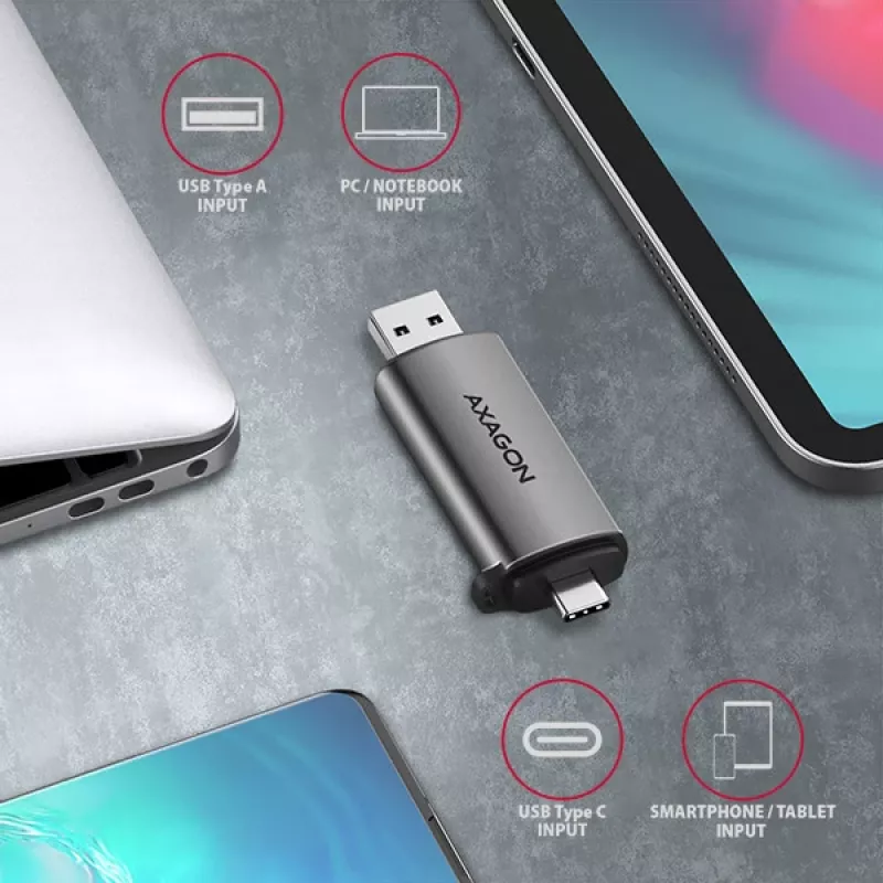 Czytnik kart Axagon CRE-SAC SuperSpeed USB-C+USB-A 5 Gb/s