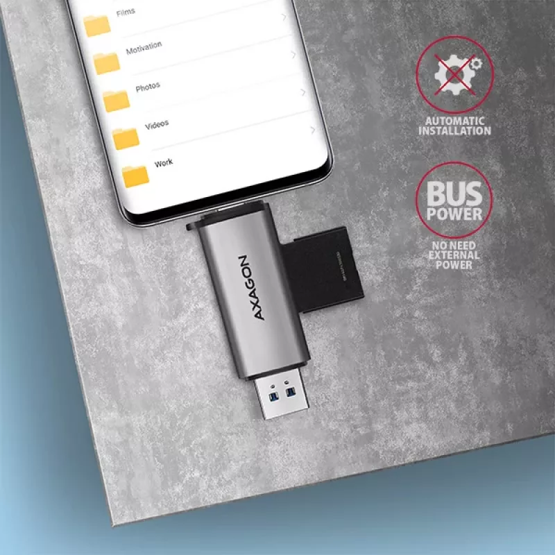 Czytnik kart Axagon CRE-SAC SuperSpeed USB-C+USB-A 5 Gb/s