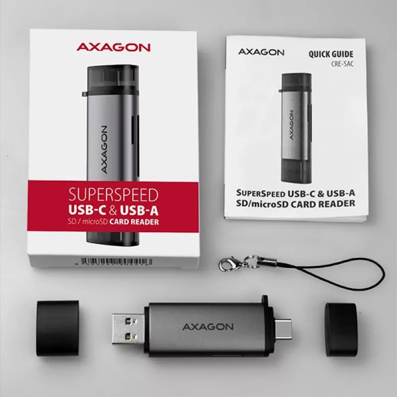 Czytnik kart Axagon CRE-SAC SuperSpeed USB-C+USB-A 5 Gb/s