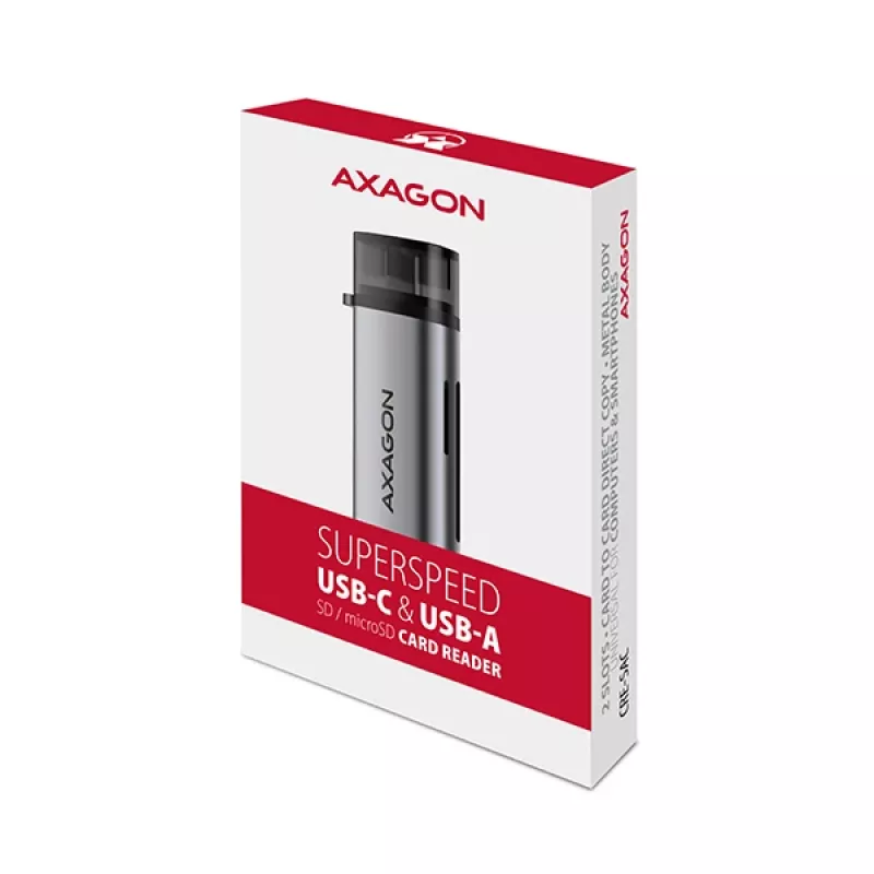 Czytnik kart Axagon CRE-SAC SuperSpeed USB-C+USB-A 5 Gb/s