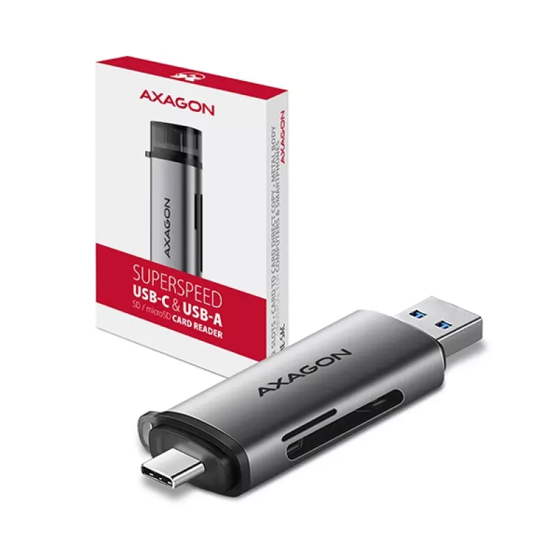 Czytnik kart Axagon CRE-SAC SuperSpeed USB-C+USB-A 5 Gb/s