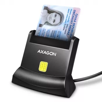 Stacjonarny czytnik kart inteligentnych/ID USB Axagon Universal z długim kablem USB-A. Nadaje się do aplikacji eObanka. czytnik kart inteligentnych Wewnętrzny USB 2.0 Czarny