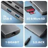 Axagon HMC-8HLSA, Hub USB 5Gbps, 3x USB-A, HDMI 4K/60Hz, RJ-45, SD/microSD, audio, PD 100W