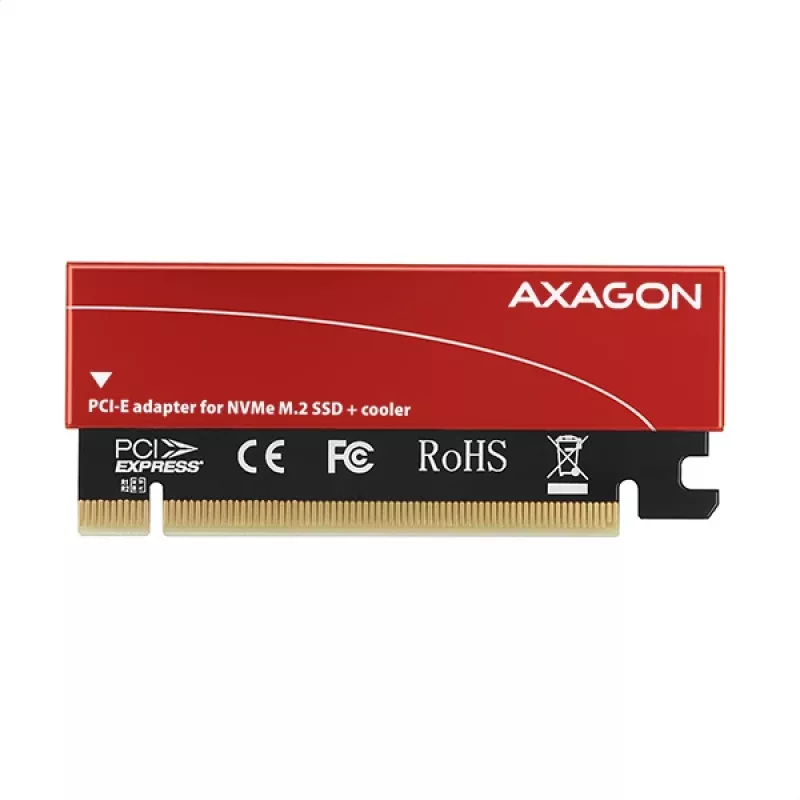 Axagon PCEM2-S PCIe x16 – adapter gniazda M.2 NVMe M-key, z pasywnym aluminiowym radiatorem