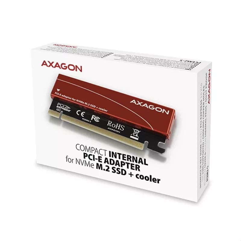 Axagon PCEM2-S PCIe x16 – adapter gniazda M.2 NVMe M-key, z pasywnym aluminiowym radiatorem
