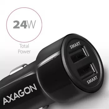 Axagon PWC-5V5 SMART ładowarka samochodowa 24W, 2x port USB-A, 5V/2,4A + 5V/2,4A