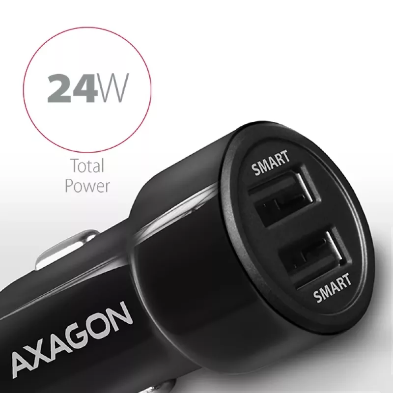 Axagon PWC-5V5 SMART ładowarka samochodowa 24W, 2x port USB-A, 5V/2,4A + 5V/2,4A