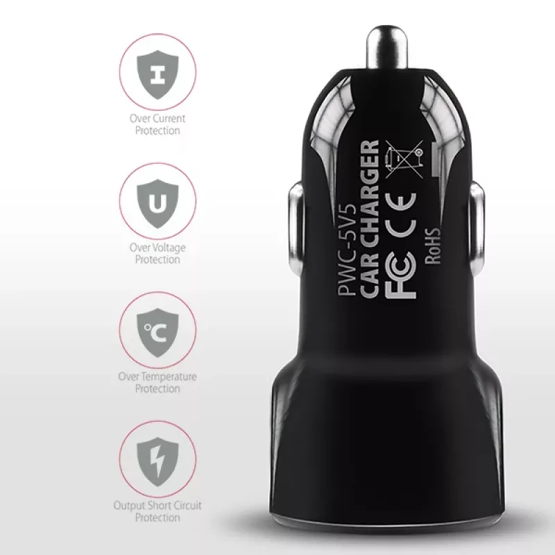 Axagon PWC-5V5 SMART ładowarka samochodowa 24W, 2x port USB-A, 5V/2,4A + 5V/2,4A
